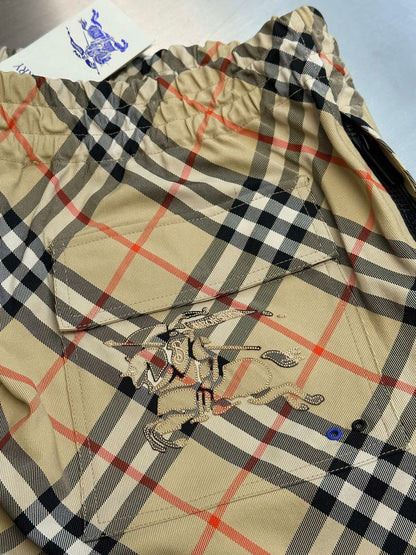 Burberry Twill Check Equestrian Knight Embroidered Shorts