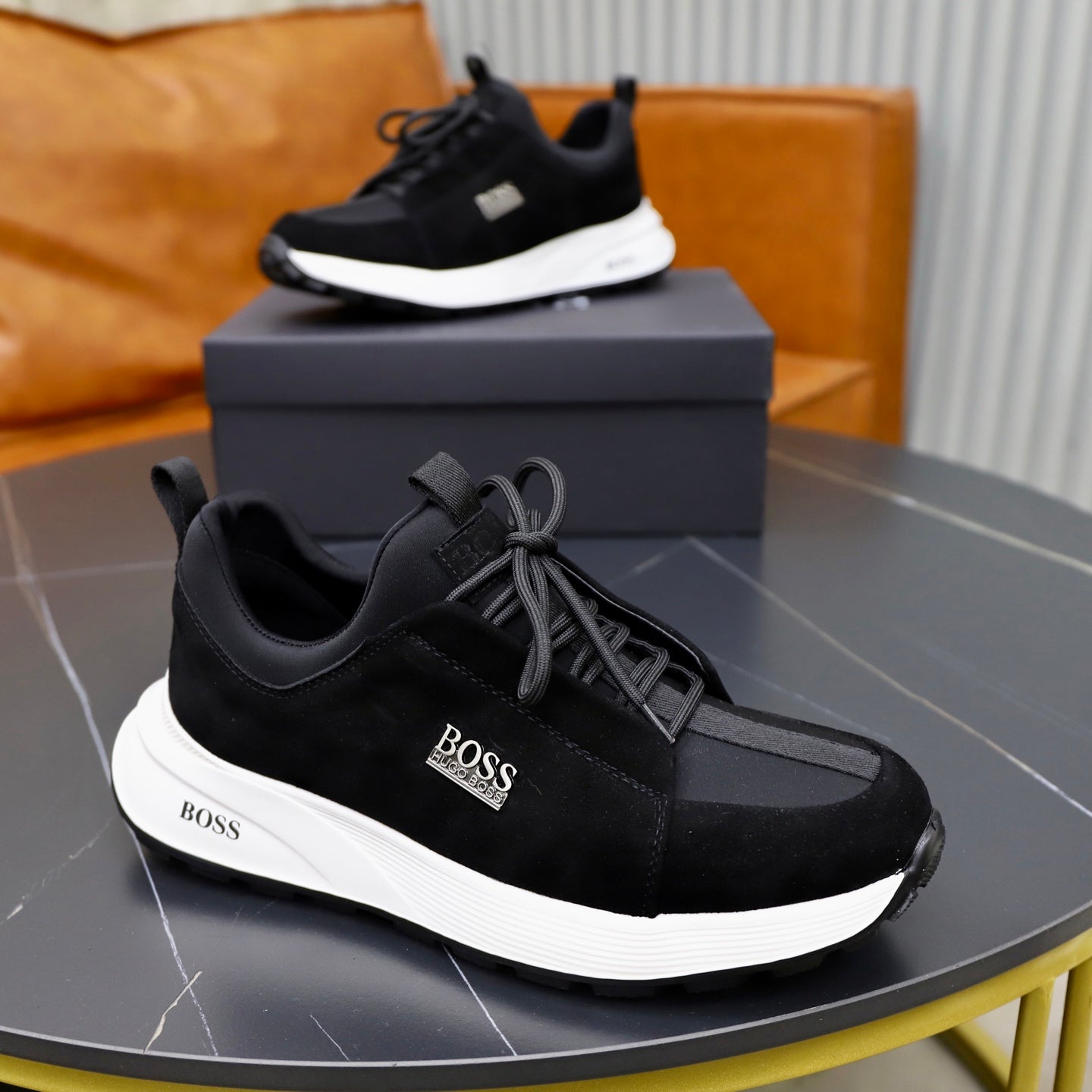Boss Fabric and Leather Spliced Sneakers
