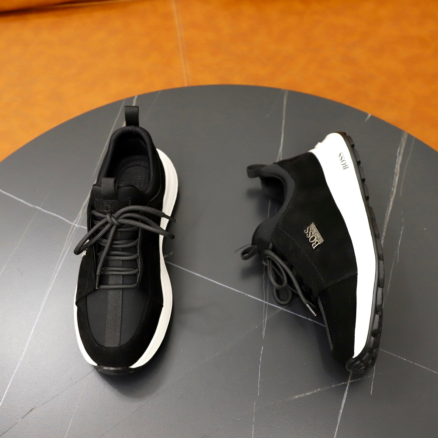 Boss Fabric and Leather Spliced Sneakers