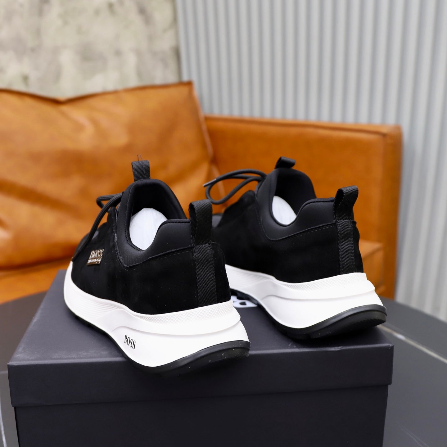 Boss Fabric and Leather Spliced Sneakers