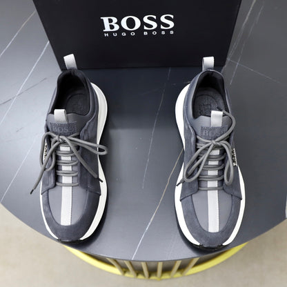 Boss Fabric and Leather Spliced Sneakers