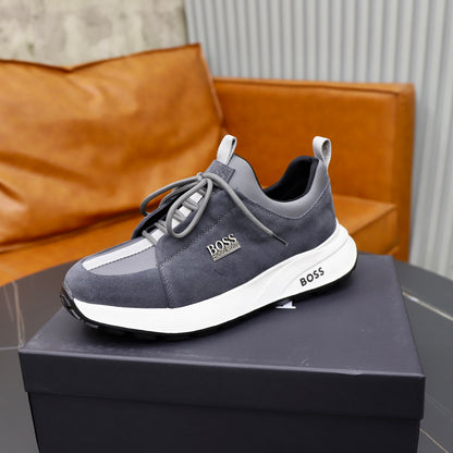 Boss Fabric and Leather Spliced Sneakers