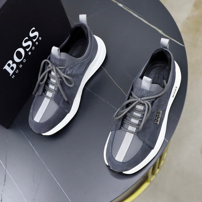 Boss Fabric and Leather Spliced Sneakers
