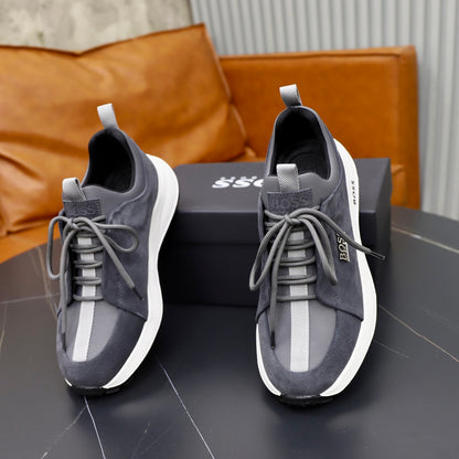 Boss Fabric and Leather Spliced Sneakers