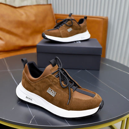 Boss Fabric and Leather Spliced Sneakers