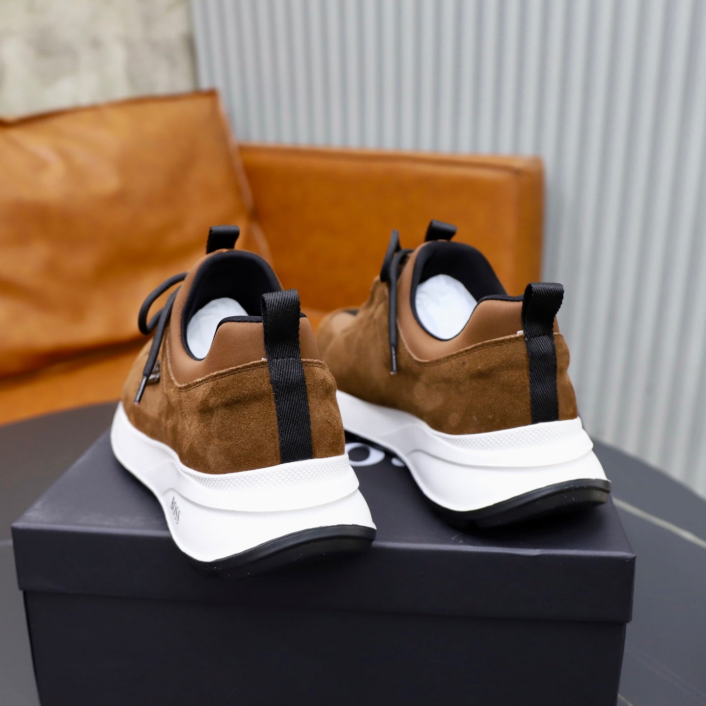 Boss Fabric and Leather Spliced Sneakers