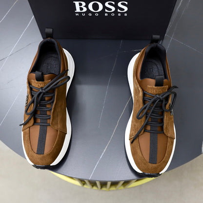 Boss Fabric and Leather Spliced Sneakers