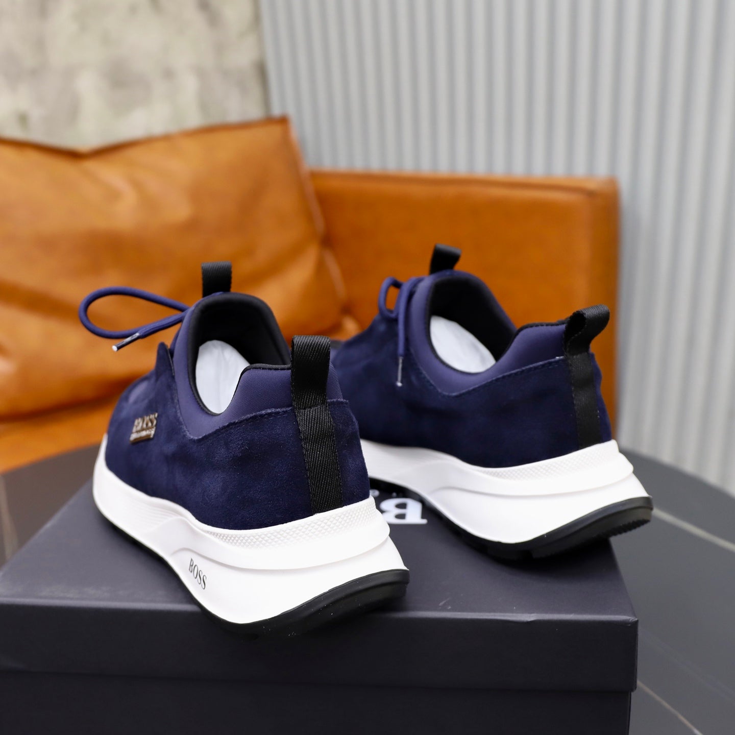 Boss Fabric and Leather Spliced Sneakers