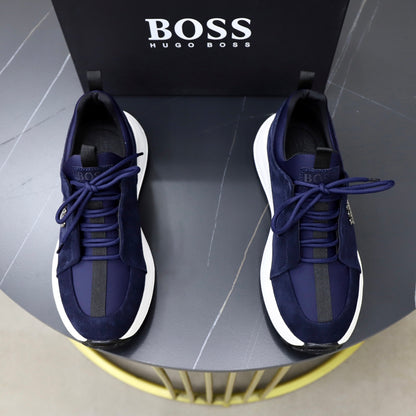 Boss Fabric and Leather Spliced Sneakers