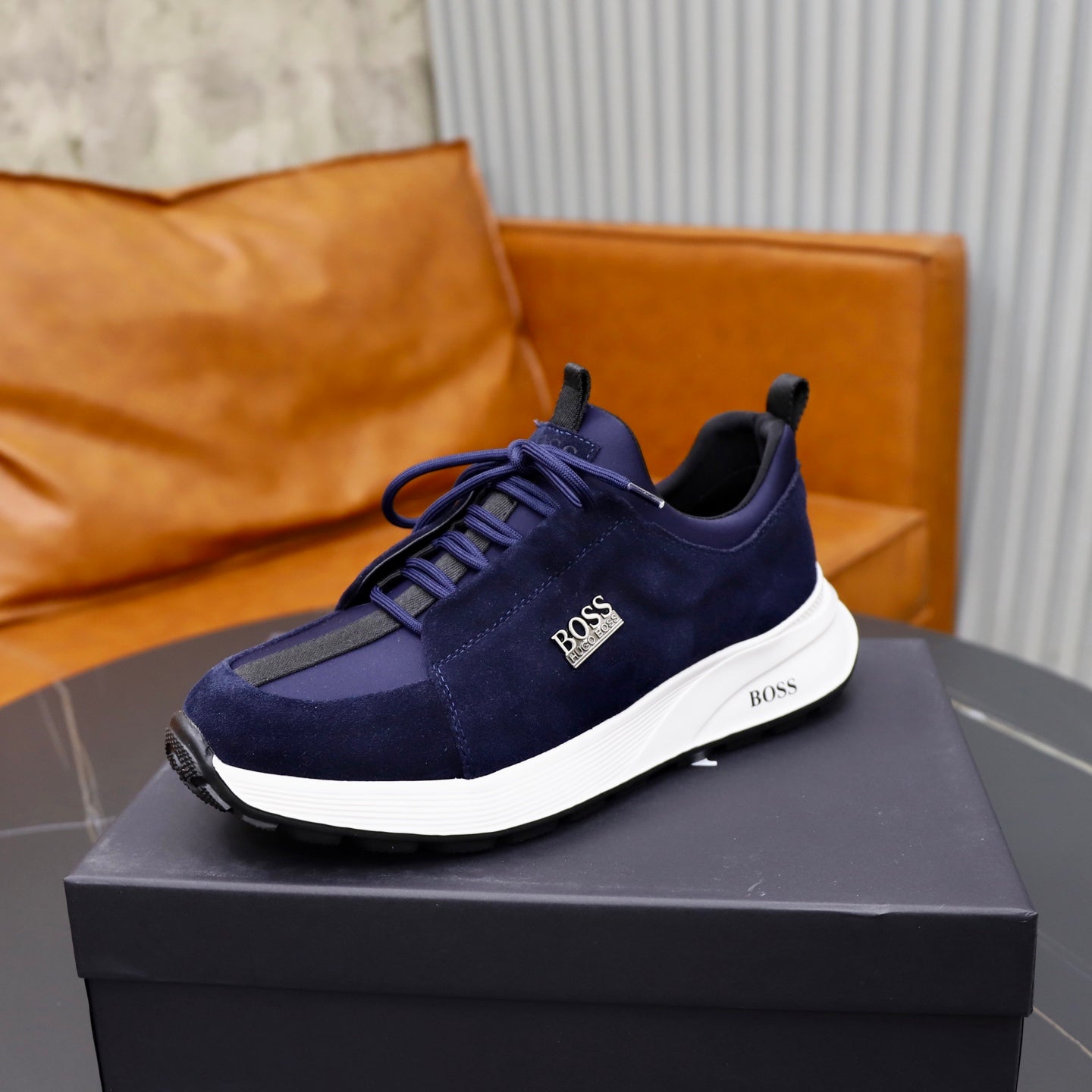 Boss Fabric and Leather Spliced Sneakers