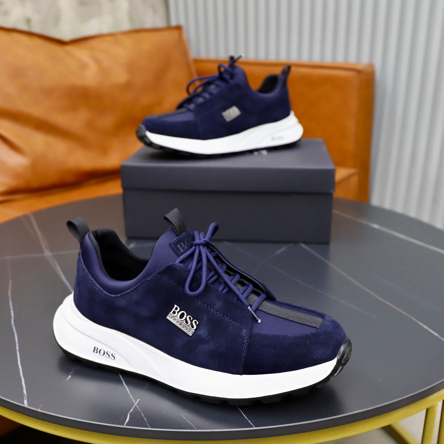 Boss Fabric and Leather Spliced Sneakers