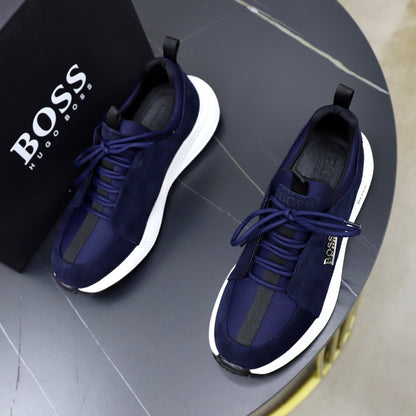Boss Fabric and Leather Spliced Sneakers