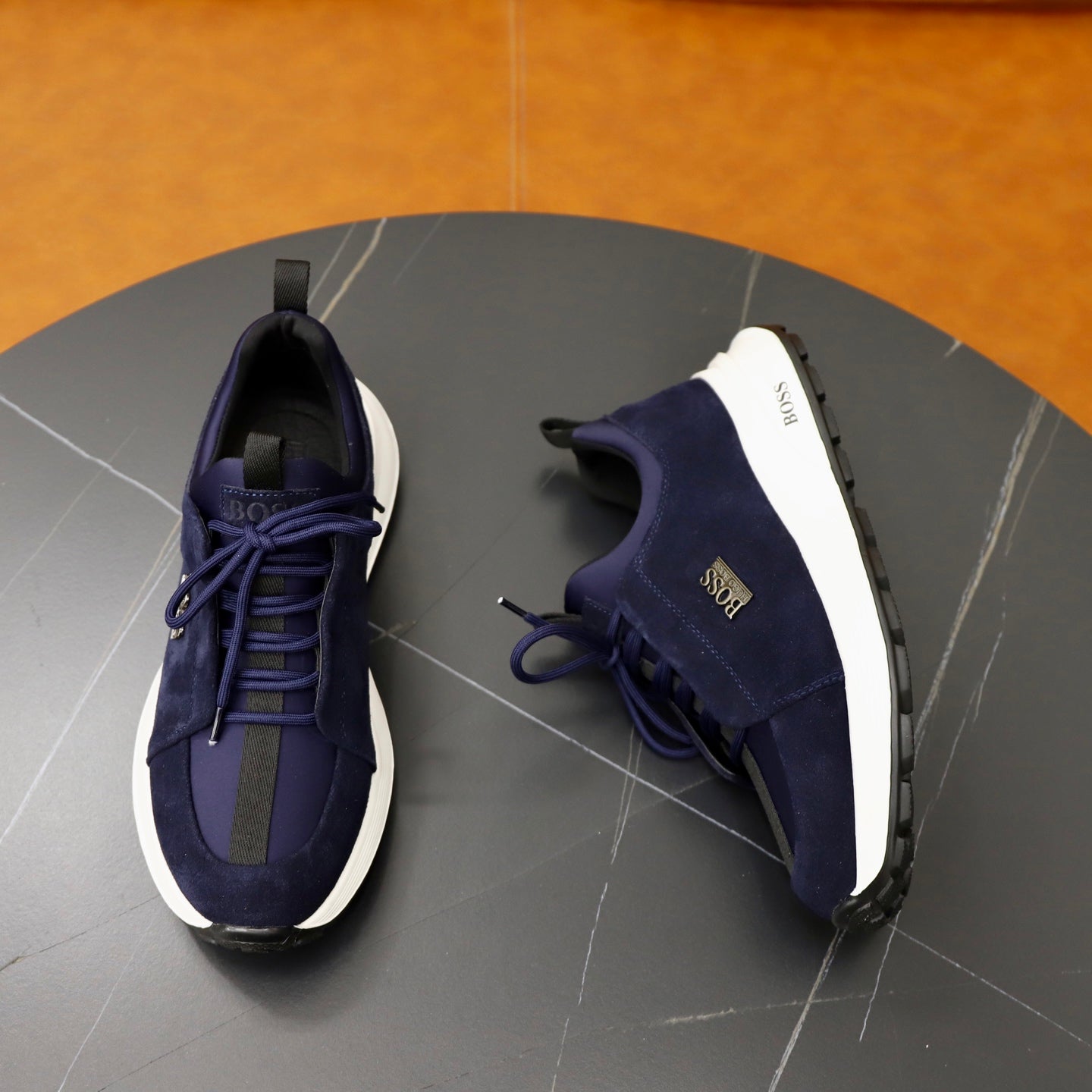 Boss Fabric and Leather Spliced Sneakers