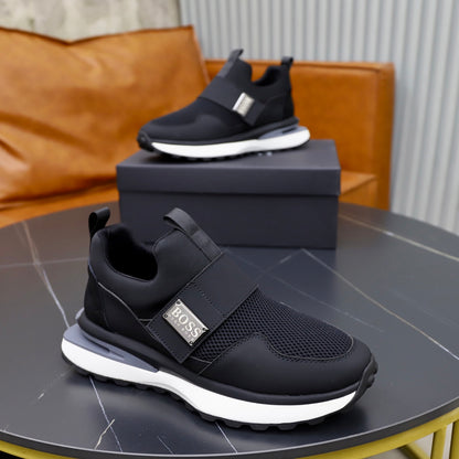 Boss Fabric and Leather Spliced Sneakers