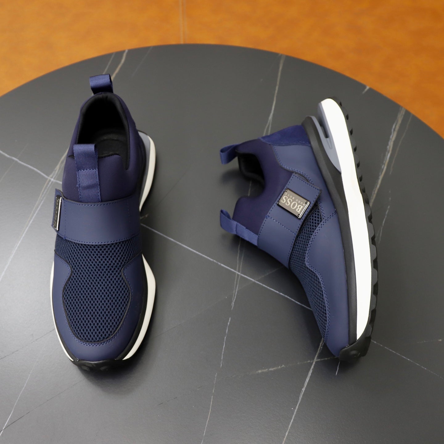 Boss Fabric and Leather Spliced Sneakers
