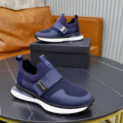 Boss Fabric and Leather Spliced Sneakers