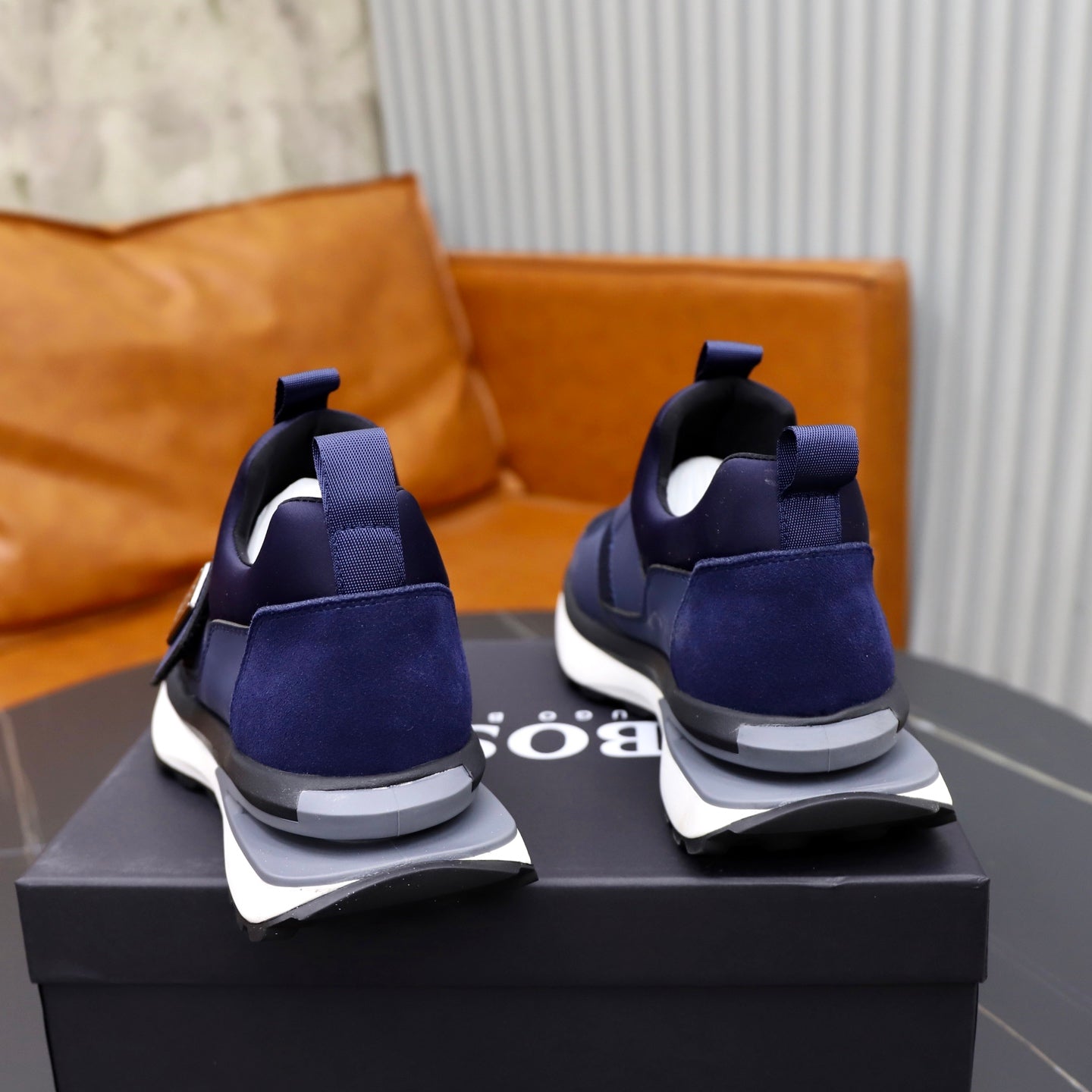 Boss Fabric and Leather Spliced Sneakers