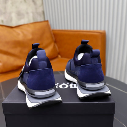 Boss Fabric and Leather Spliced Sneakers