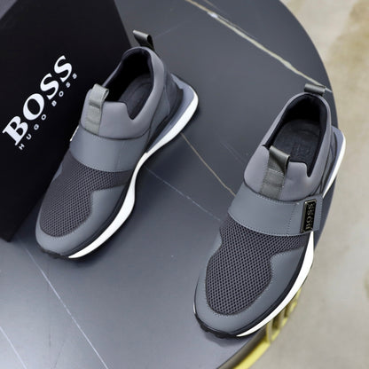 Boss Fabric and Leather Spliced Sneakers