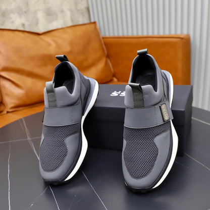 Boss Fabric and Leather Spliced Sneakers
