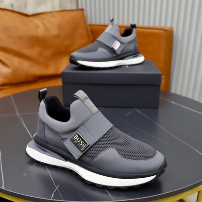 Boss Fabric and Leather Spliced Sneakers