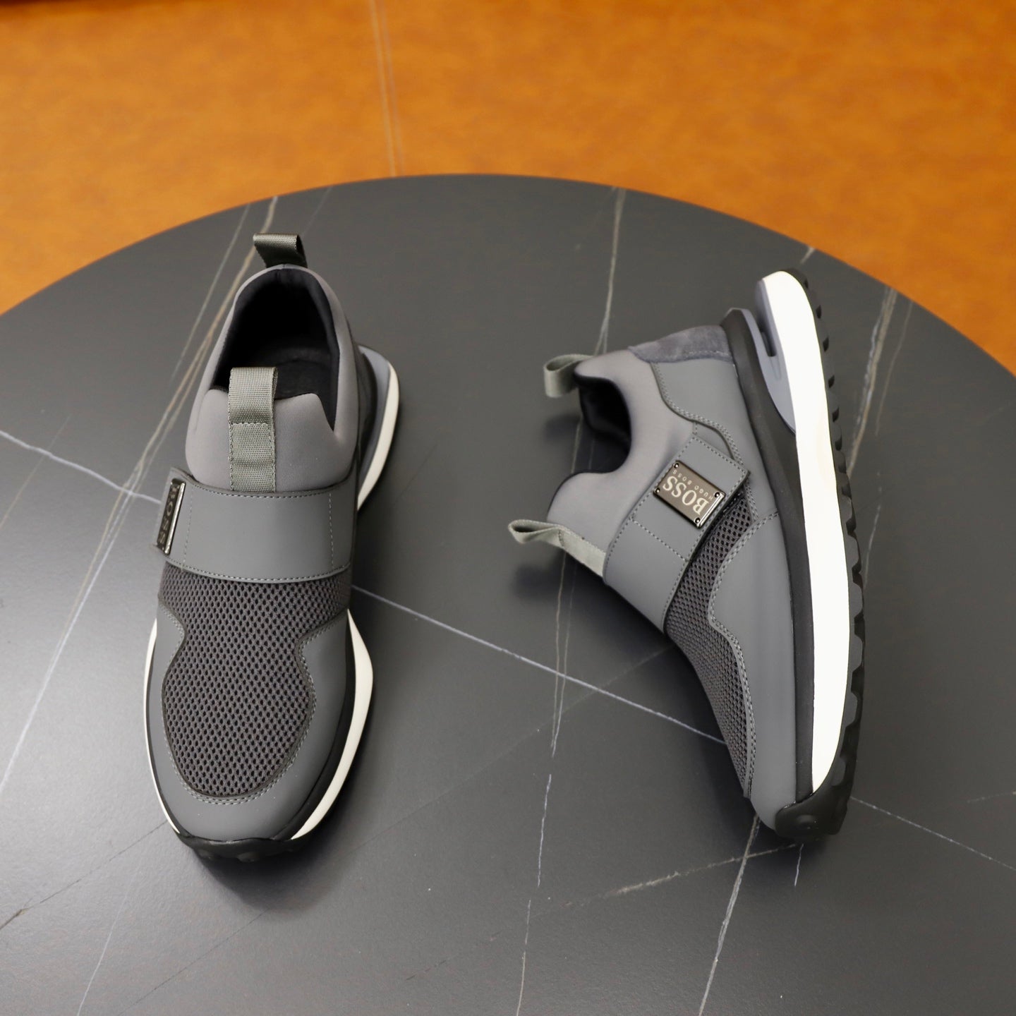 Boss Fabric and Leather Spliced Sneakers