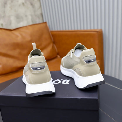 Boss Fabric and Leather Spliced Sneakers