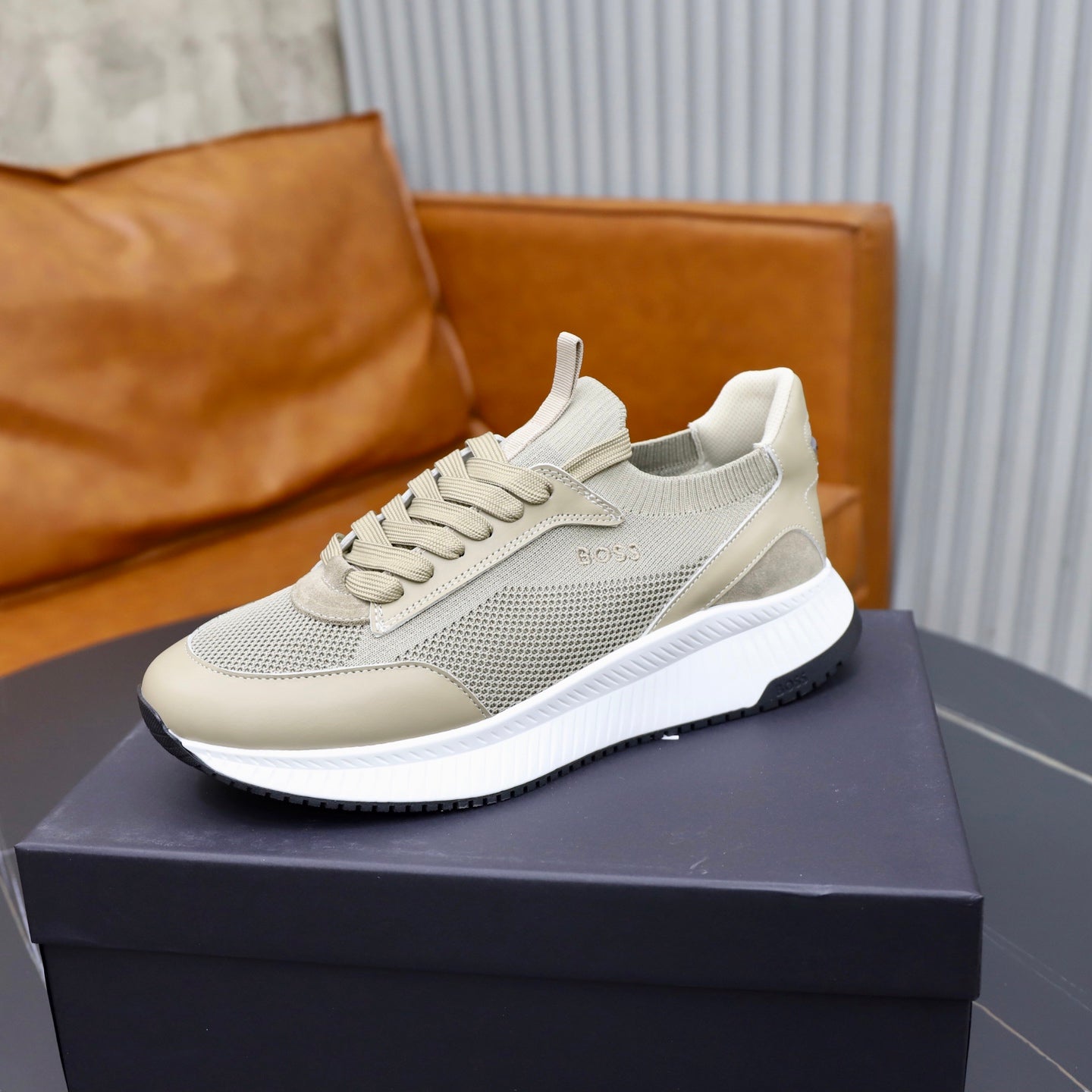 Boss Fabric and Leather Spliced Sneakers