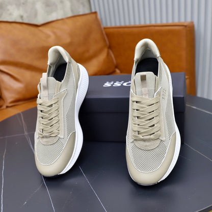 Boss Fabric and Leather Spliced Sneakers