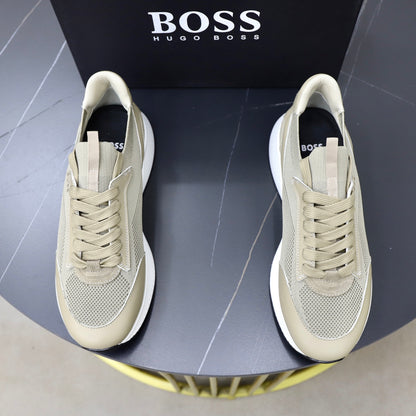 Boss Fabric and Leather Spliced Sneakers