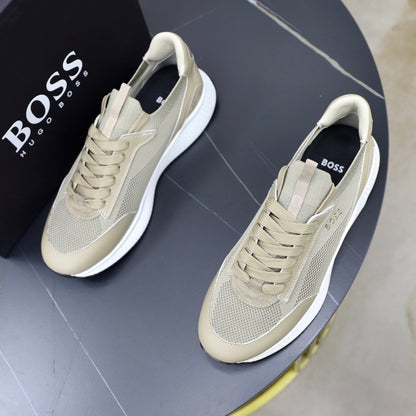 Boss Fabric and Leather Spliced Sneakers