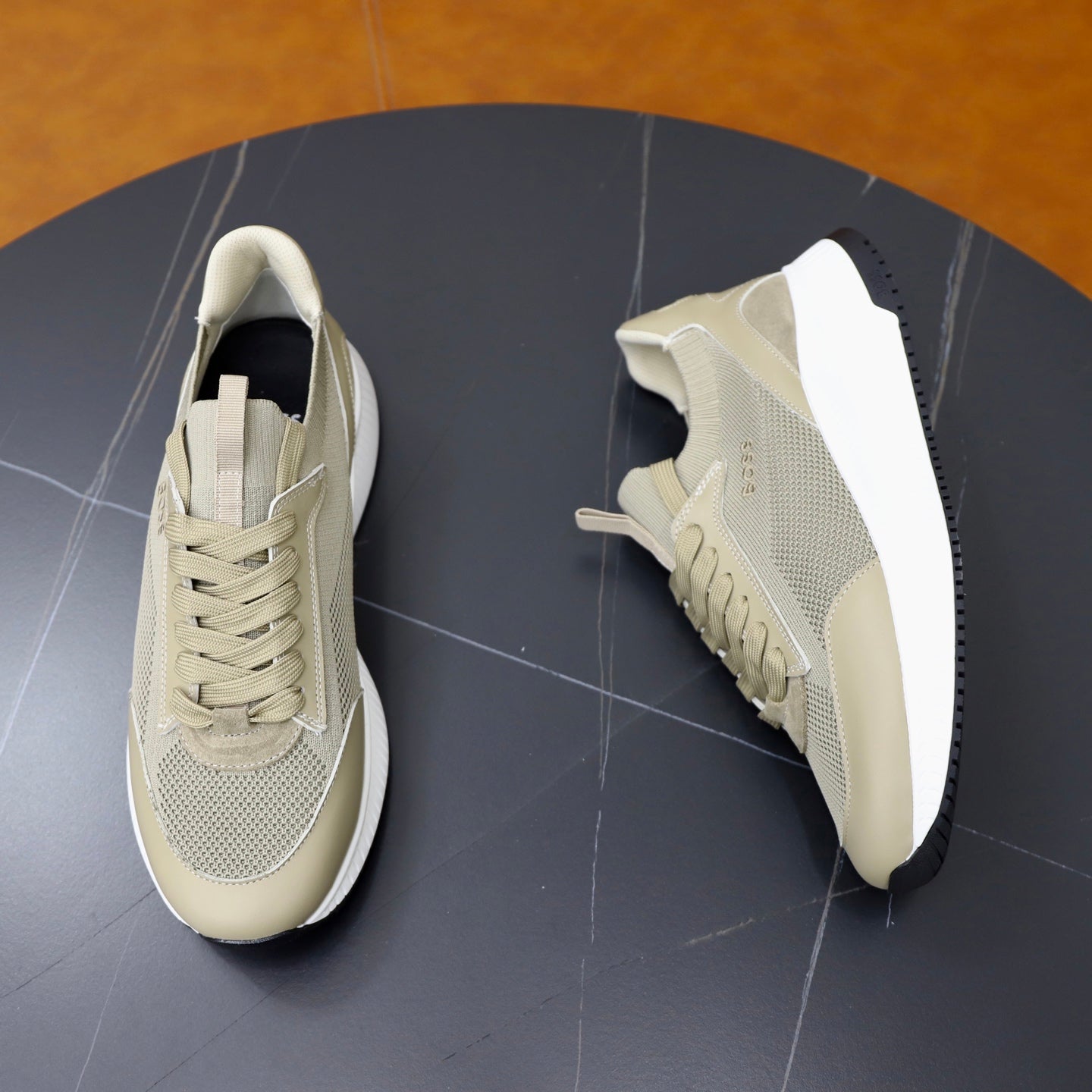Boss Fabric and Leather Spliced Sneakers