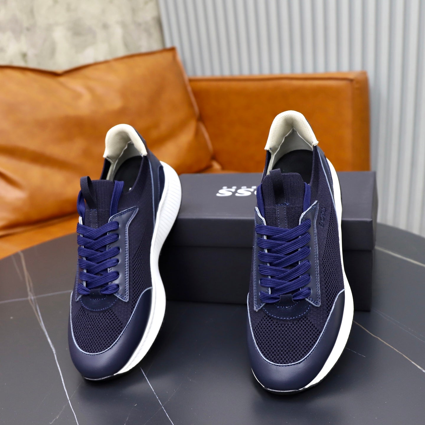 Boss Fabric and Leather Spliced Sneakers