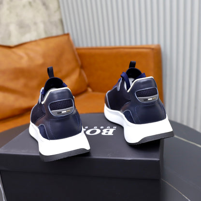 Boss Fabric and Leather Spliced Sneakers