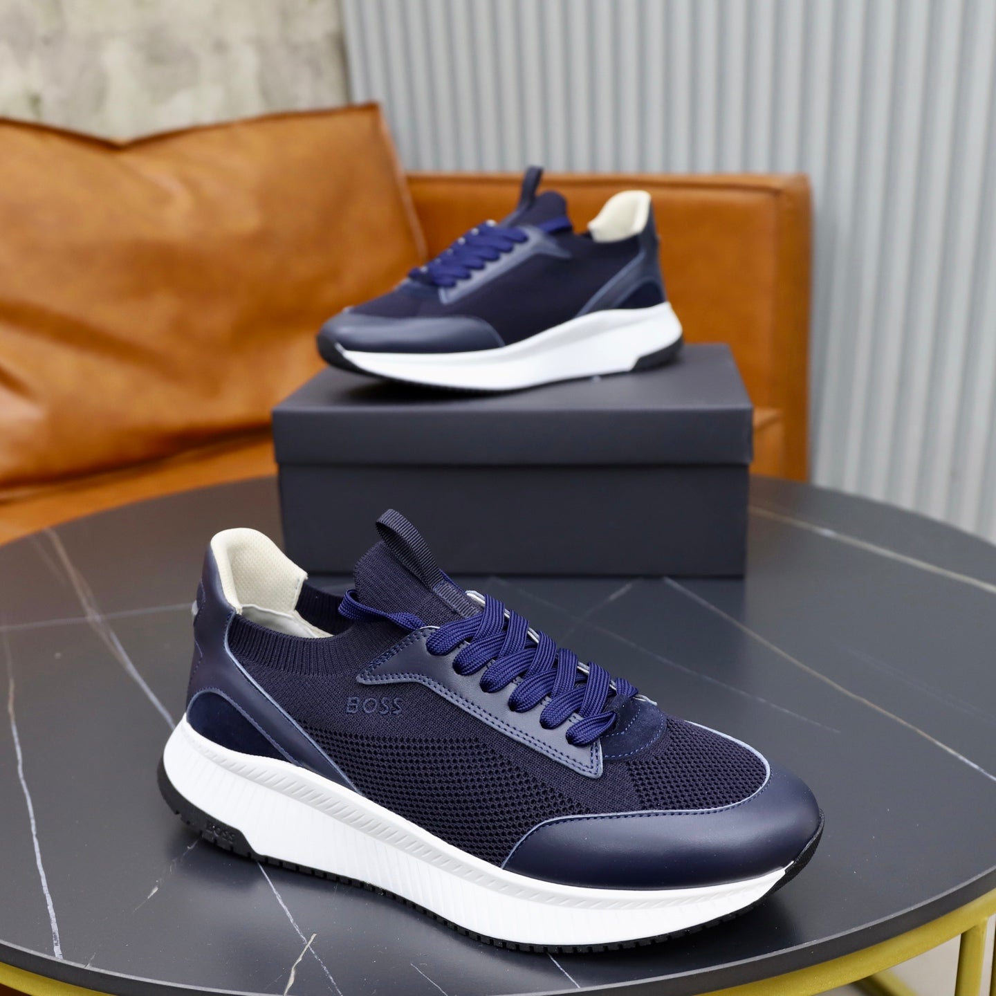 Boss Fabric and Leather Spliced Sneakers