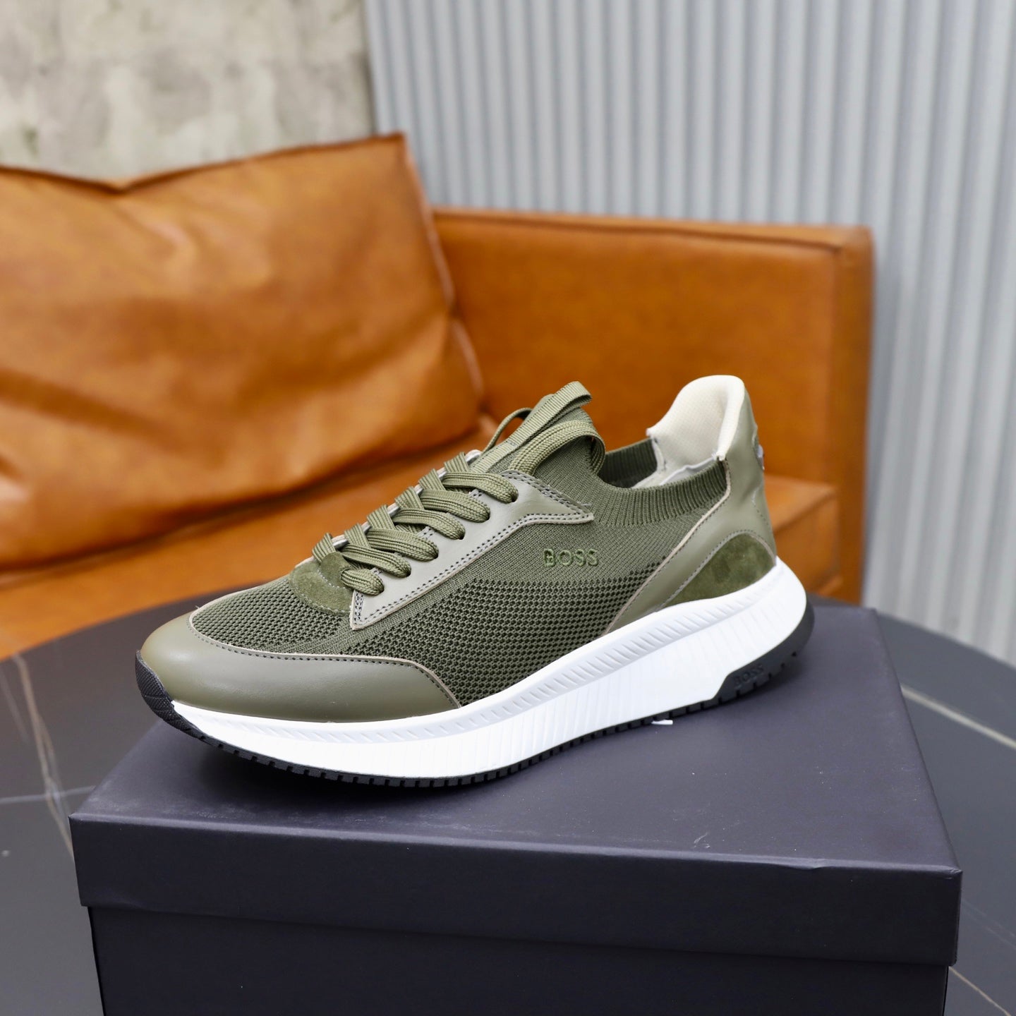Boss Fabric and Leather Spliced Sneakers