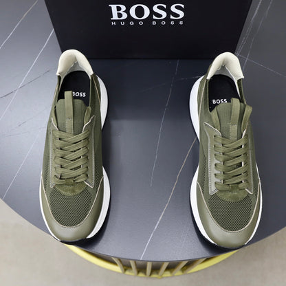Boss Fabric and Leather Spliced Sneakers