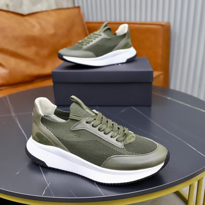 Boss Fabric and Leather Spliced Sneakers