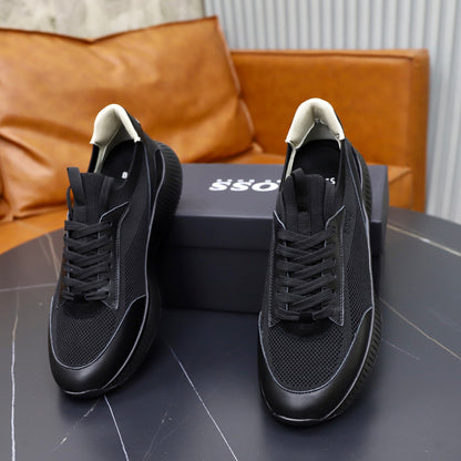 Boss Fabric and Leather Spliced Sneakers