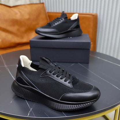 Boss Fabric and Leather Spliced Sneakers