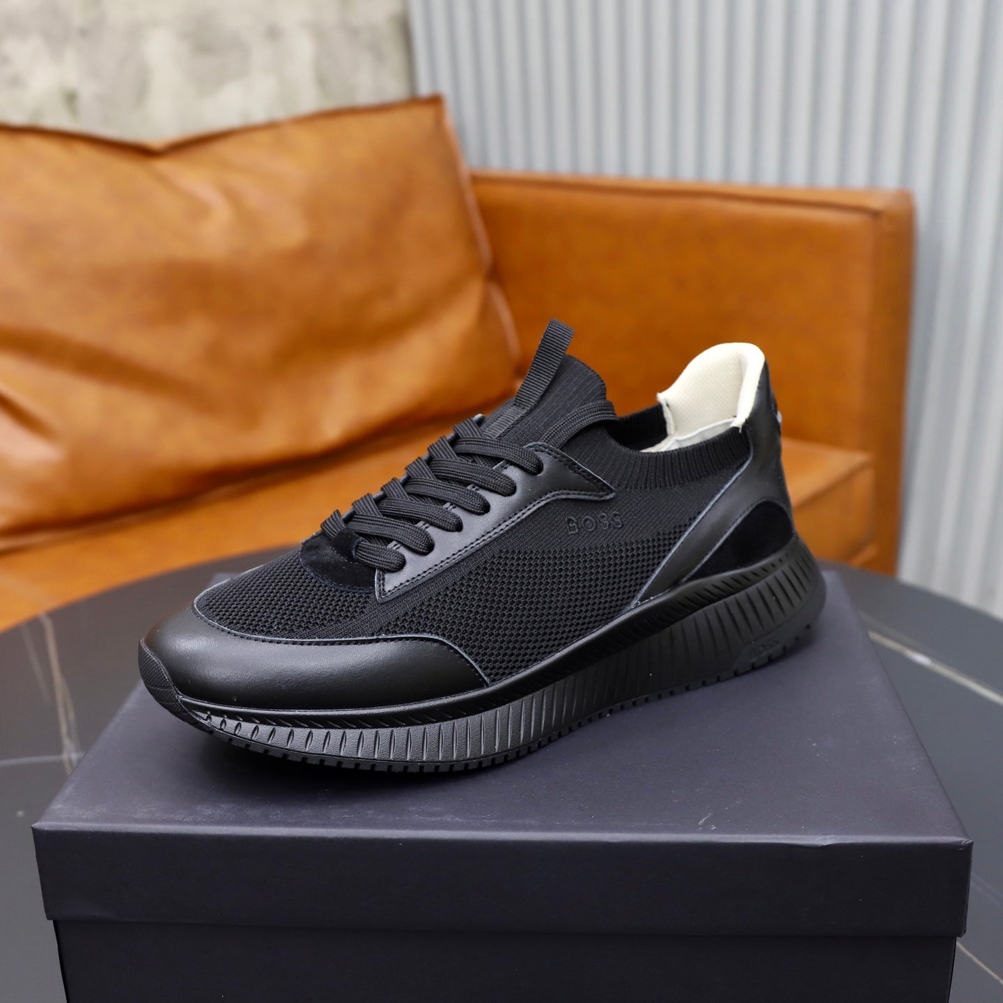 Boss Fabric and Leather Spliced Sneakers