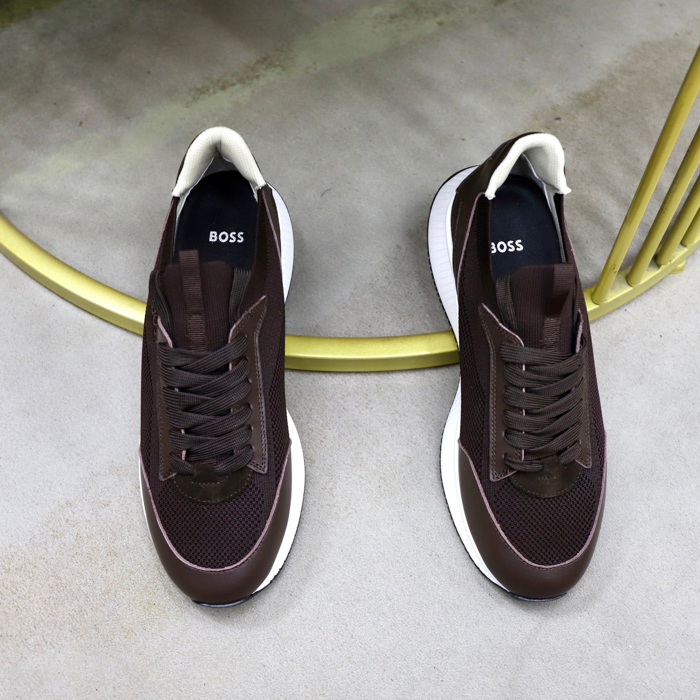Boss Fabric and Leather Spliced Sneakers