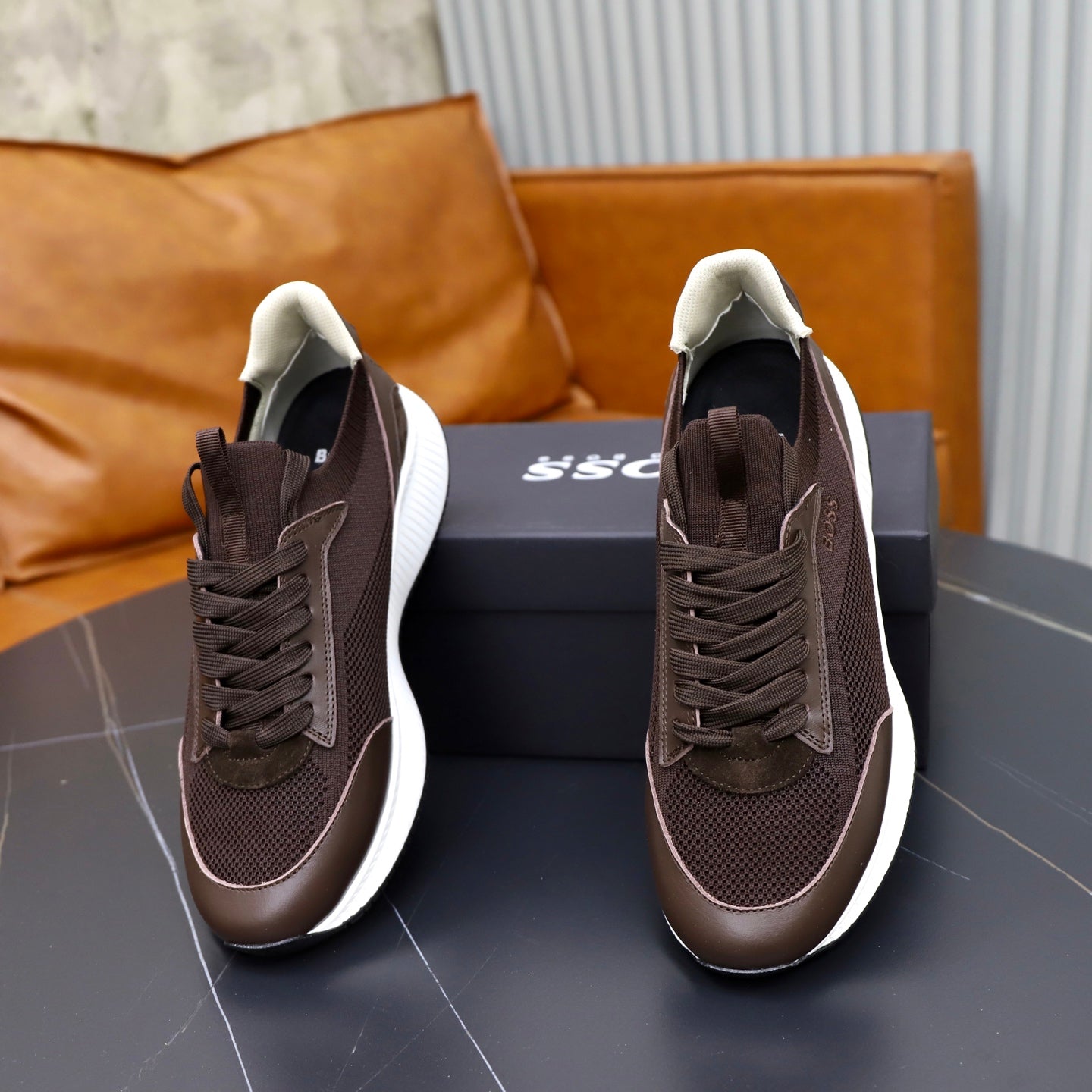 Boss Fabric and Leather Spliced Sneakers