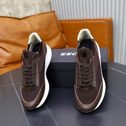 Boss Fabric and Leather Spliced Sneakers