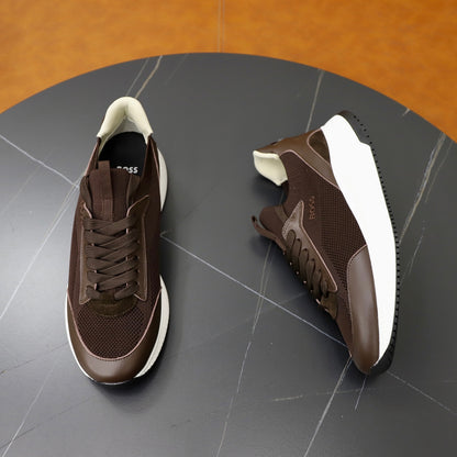 Boss Fabric and Leather Spliced Sneakers