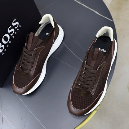 Boss Fabric and Leather Spliced Sneakers