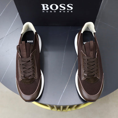 Boss Fabric and Leather Spliced Sneakers