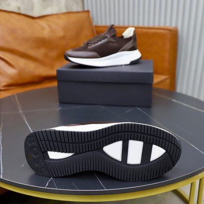 Boss Fabric and Leather Spliced Sneakers