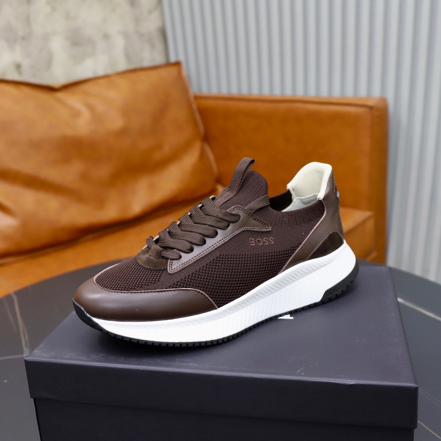 Boss Fabric and Leather Spliced Sneakers