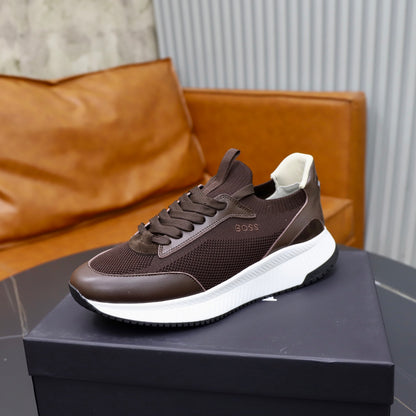Boss Fabric and Leather Spliced Sneakers